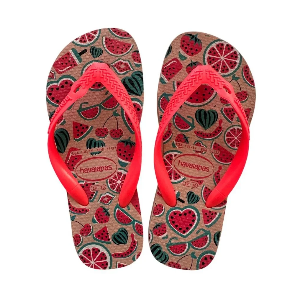 Havaianas Kids pink watermelon flip flop thong sandals Size US 13